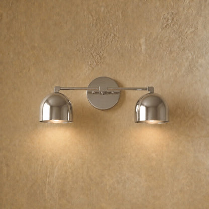 Solid Brass Double Dome Wall Sconce 46cm Vanity & Bedside Light