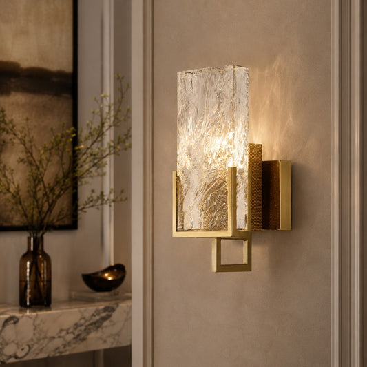 Clear Crystal Wall Light Metal Frame E14 Sconce Sparkle
