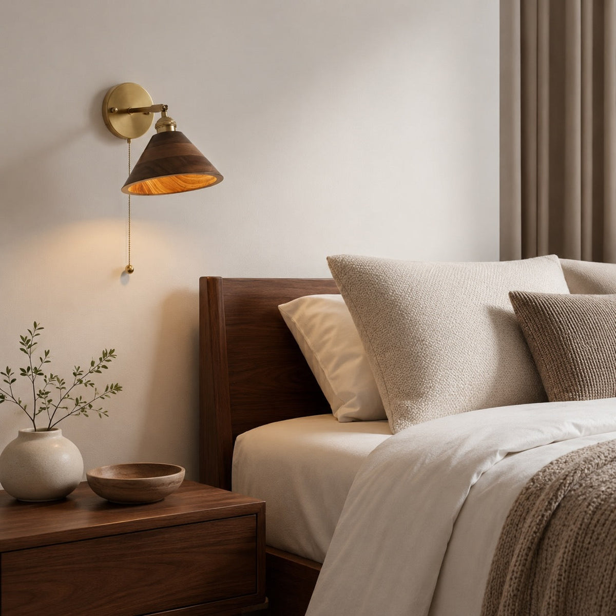 Rustic Wall Light Wooden Sconce Adjustable Brass