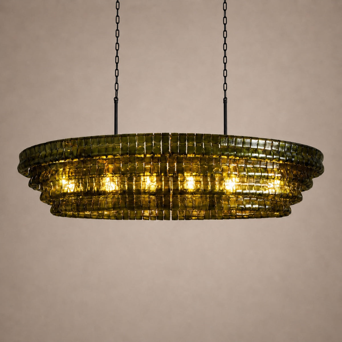 Oval Steel Chandelier Adjustable Hanging LED Light