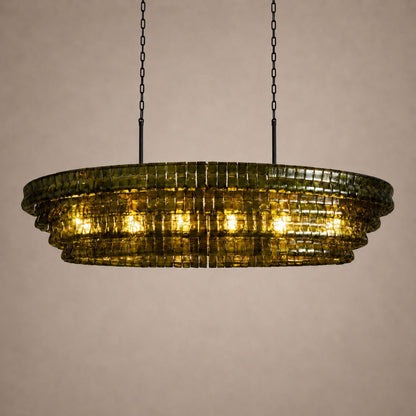 Oval Steel Chandelier Adjustable Hanging LED Light