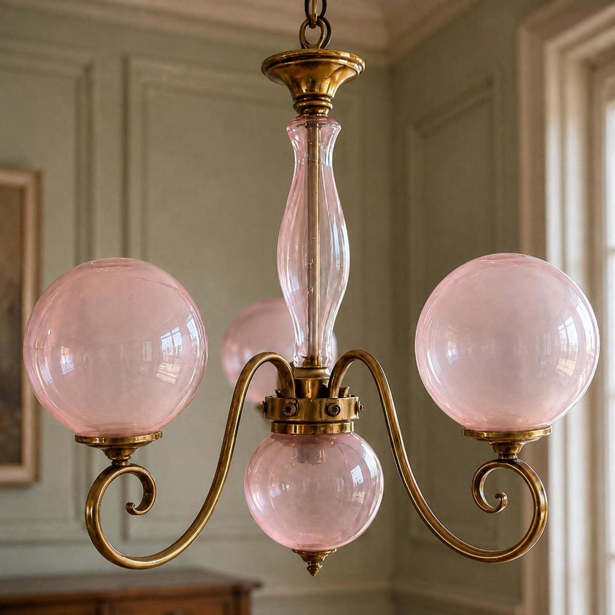 Glass Chandelier Hanging LED Light Fixture Adjustable