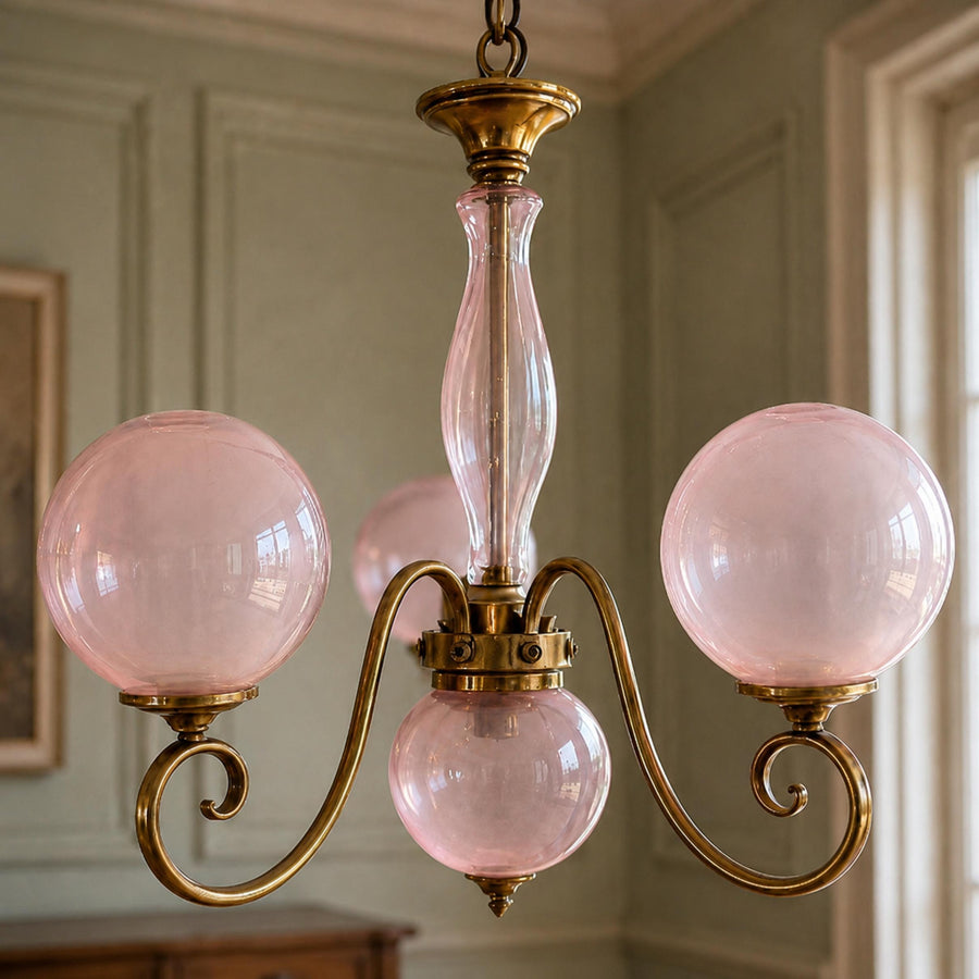 Glass Chandelier Hanging LED Light Fixture Adjustable