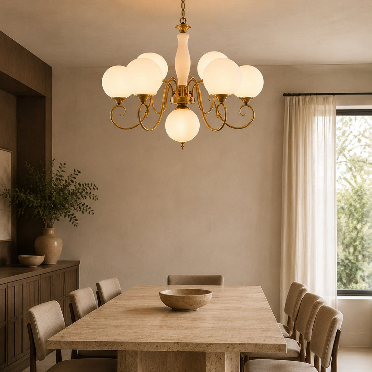 Glass Chandelier Hanging LED Light Fixture Adjustable