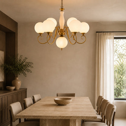 Glass Chandelier Hanging LED Light Fixture Adjustable