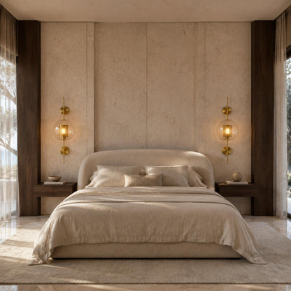 Clear Glass Wall Light Brass Wall Mounted LED Sconce