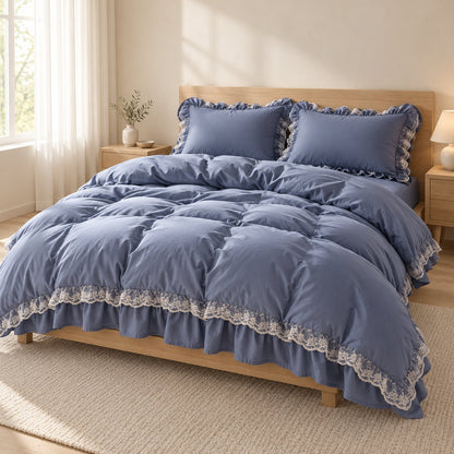 Ruffle Lace Bedding Set with Elastic Skirt Bed Sheet