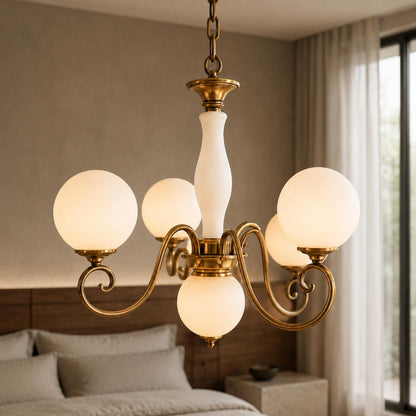 Glass Chandelier Hanging LED Light Fixture Adjustable