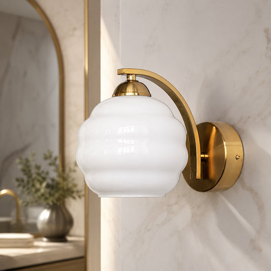 Art Deco Glass Wall Sconce Adjustable Metal LED Light