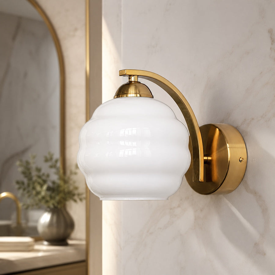 Art Deco Glass Wall Sconce Adjustable Metal LED Light