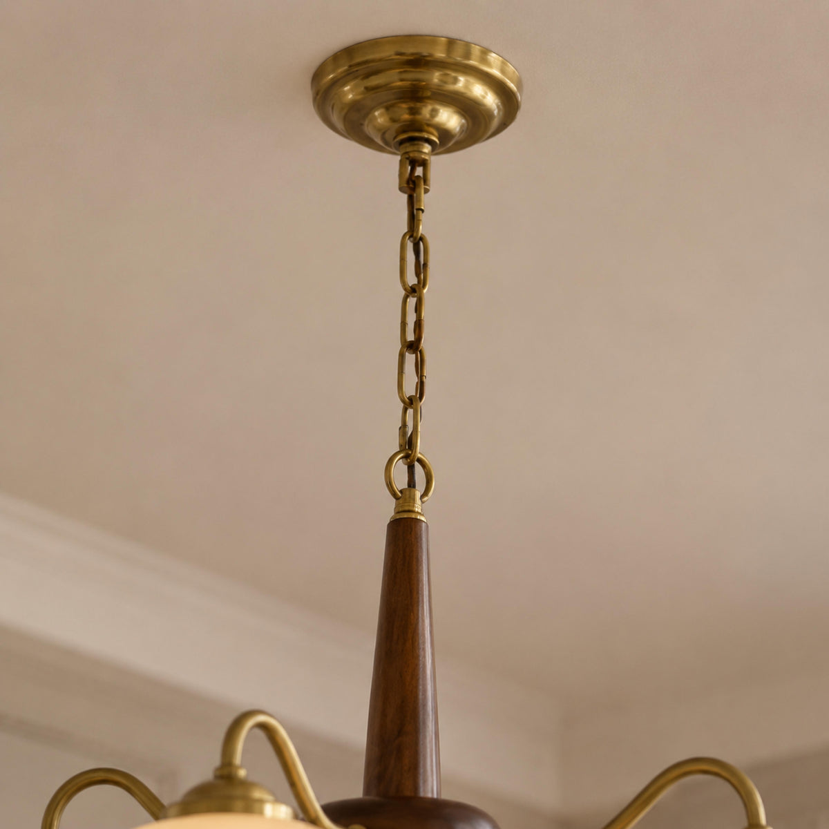 Solid Wood Brass Glass Chandelier 3 4 or 6 Head