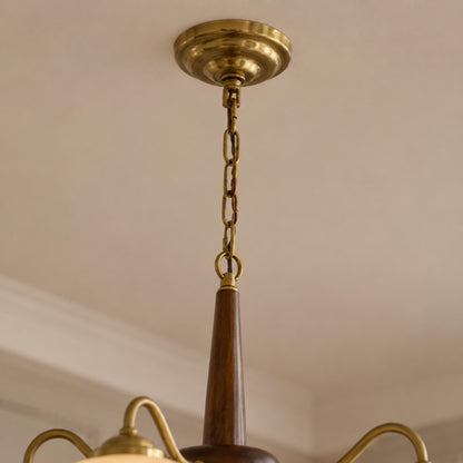 Solid Wood Brass Glass Chandelier 3 4 or 6 Head