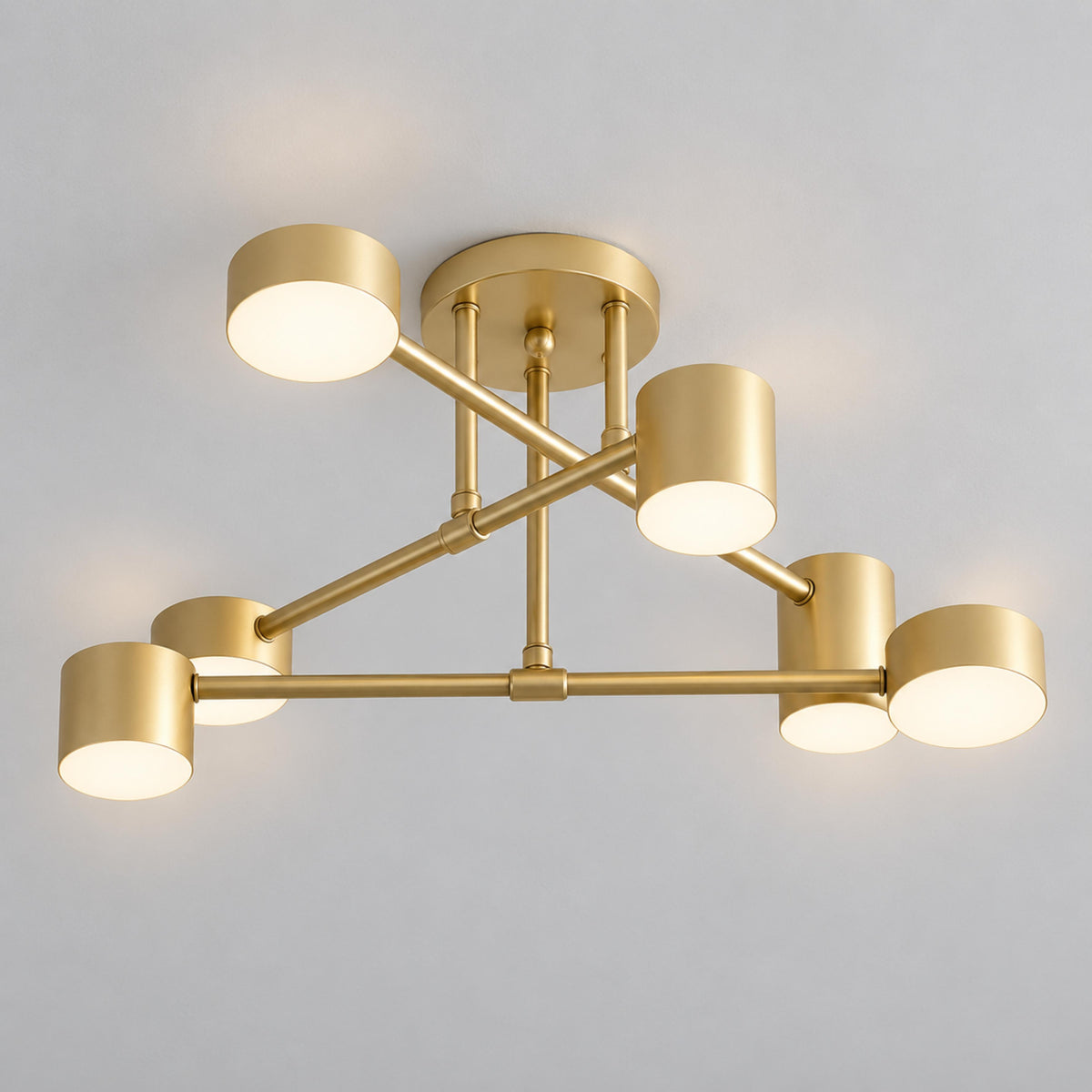 Sputnik Metal LED Flush Mount Ceiling Light 6-Arm Gold or Black Dimmable