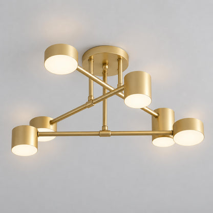 Sputnik Metal LED Flush Mount Ceiling Light 6-Arm Gold or Black Dimmable