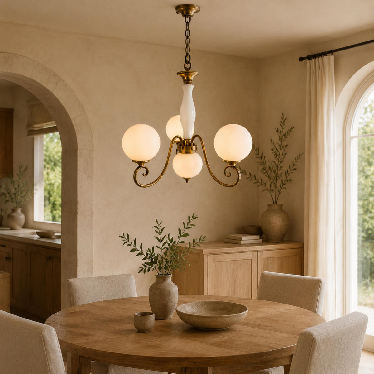 Glass Chandelier Hanging LED Light Fixture Adjustable