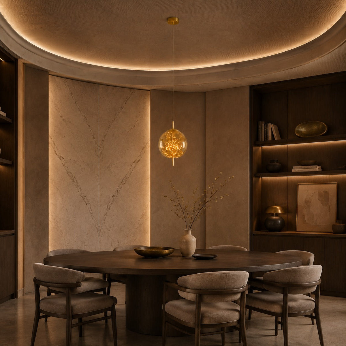 Modern Hanging Pendant Light Adjustable Smoky Glass