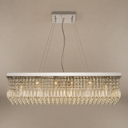 Rectangular K9 Crystal Chandelier Steel 6-10 Light LED