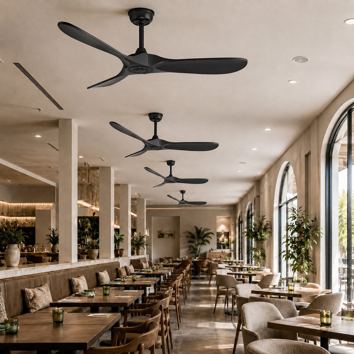Sculpted Blade Scandinavian DC Ceiling Fan 6 Speed Wall Control 106 to 152 cm