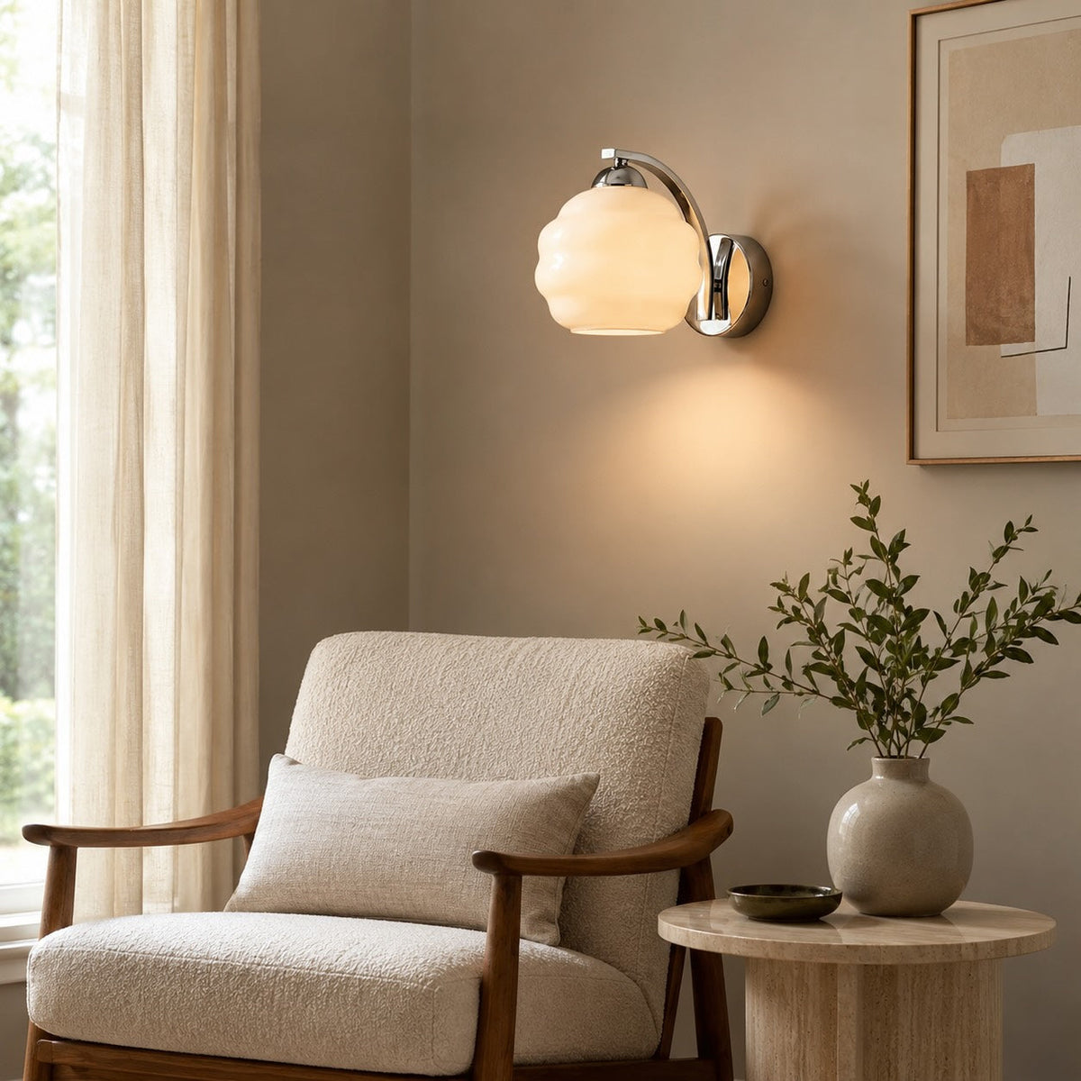 Art Deco Glass Wall Sconce Adjustable Metal LED Light