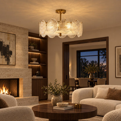 Copper Multi-Head LED Flush Mount Ceiling Light 5 to 8 Light Warm White