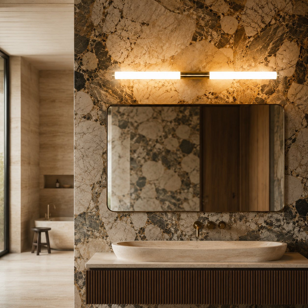Slim Linear LED Bathroom Wall Light 39–69cm Dimmable 3000–6000K