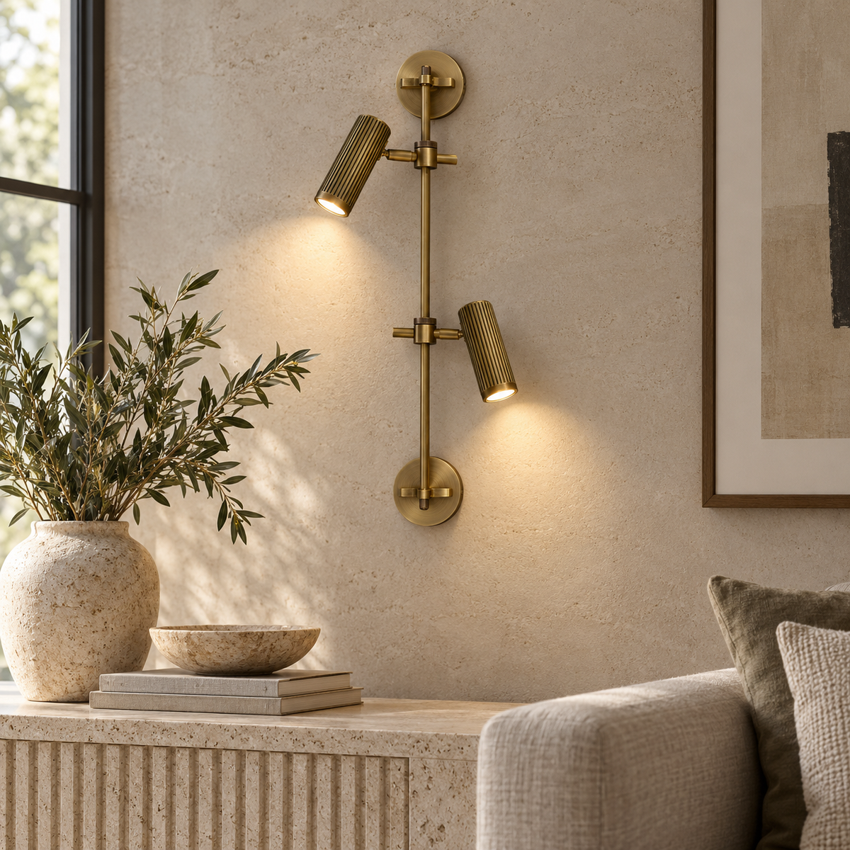 Bronze Rail Wall Light Adjustable Spotlight LED Sconce