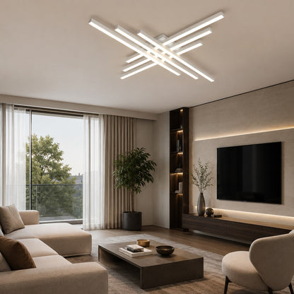 Long Strip LED Ceiling Light Iron Acrylic Adjustable Dimmable White or Black