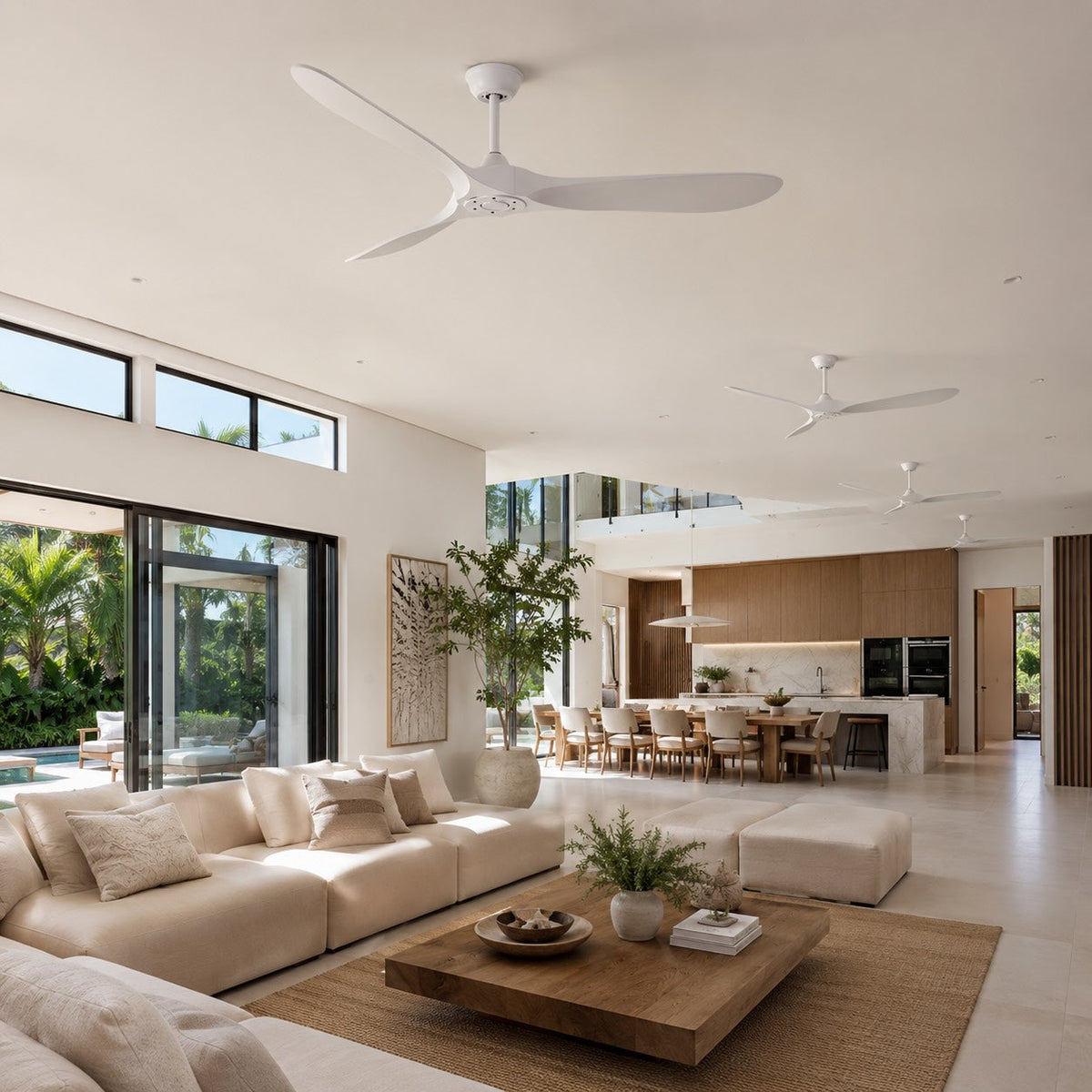 Sculpted Blade Scandinavian DC Ceiling Fan 6 Speed Wall Control 106 to 152 cm