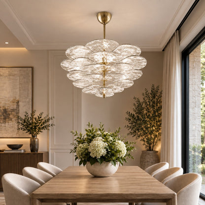 Layered Glass Leaf Chandelier Vintage Hanging LED
