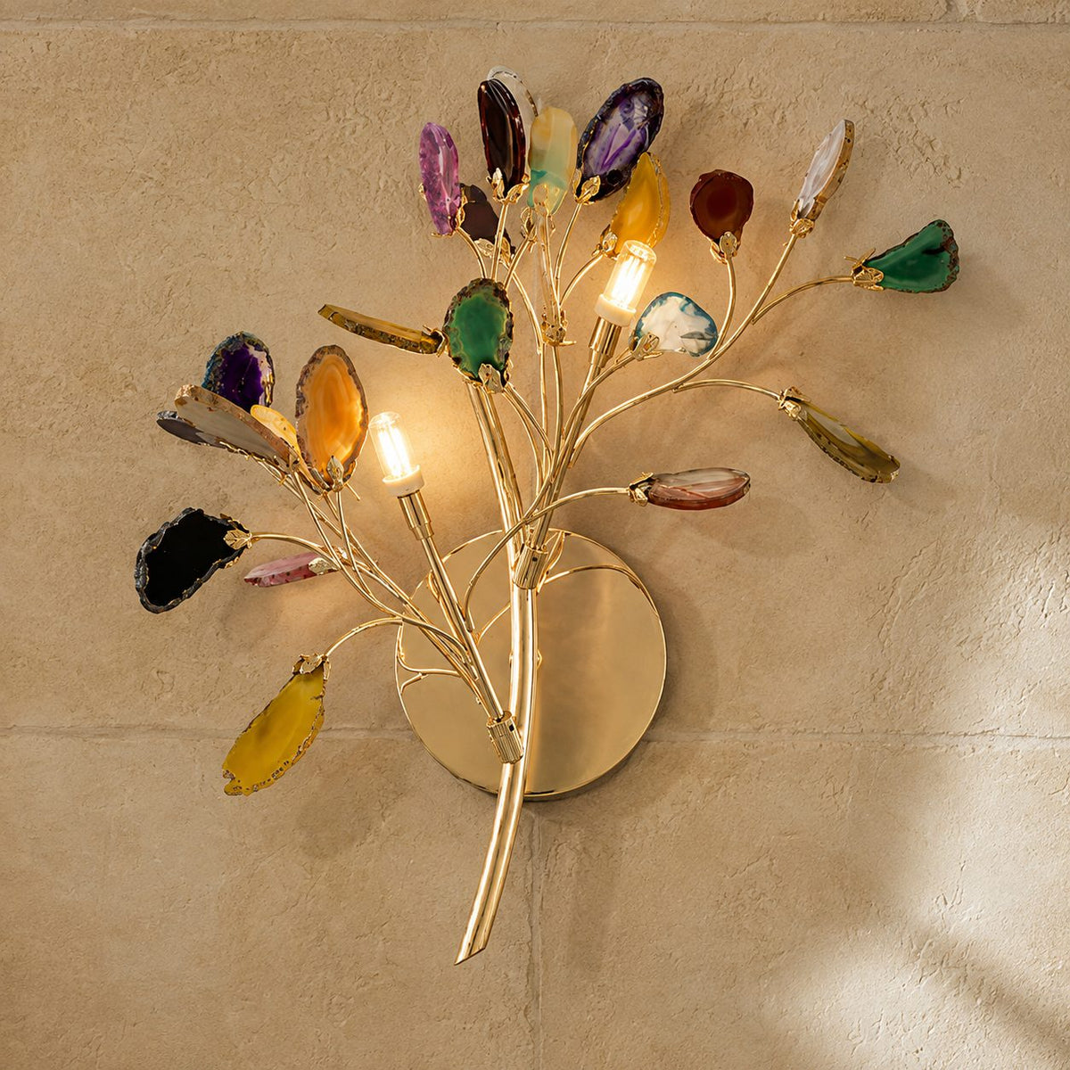 Contemporary Agate Wall Light Metal Fixture Wall