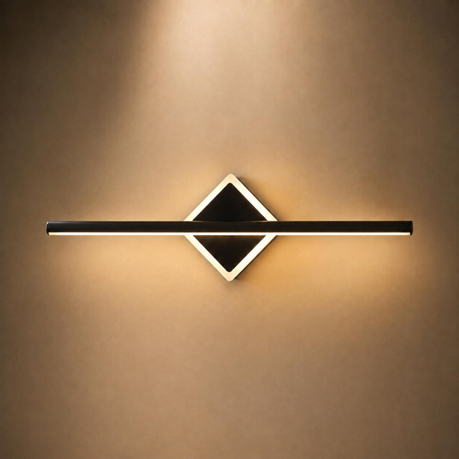 Geometric Diamond LED Vanity Wall Lamp Gold or Black 40–80cm