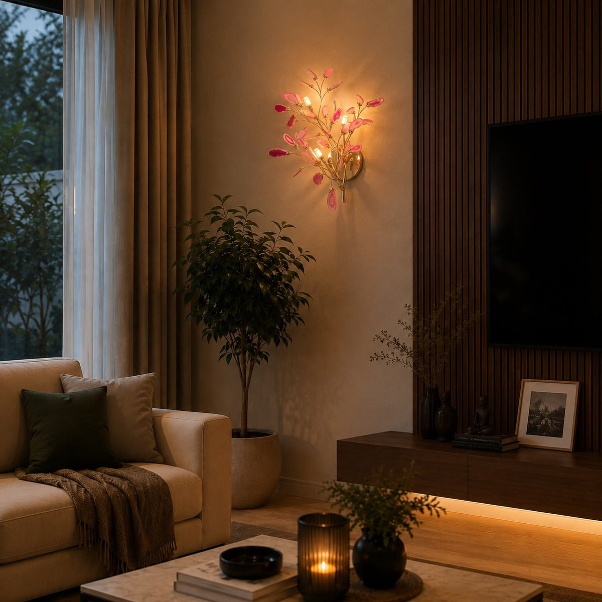 Contemporary Agate Wall Light Metal Fixture Wall