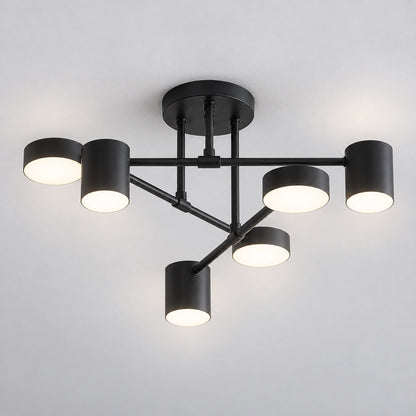 Sputnik Metal LED Flush Mount Ceiling Light 6-Arm Gold or Black Dimmable