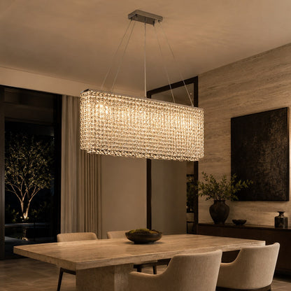 Crystal Chandelier Hanging LED Light Fixture Chrome