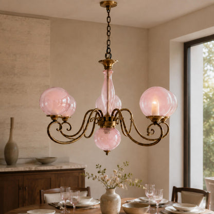 Glass Chandelier Hanging LED Light Fixture Adjustable