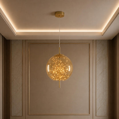 Modern Hanging Pendant Light Adjustable Smoky Glass