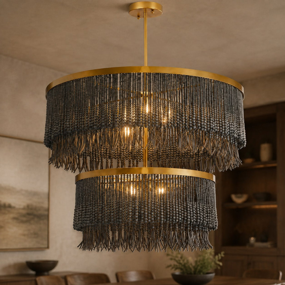 Metal Chandelier Adjustable Hanging LED Light Fixture