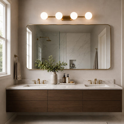 Solid Copper Multi-Head LED Vanity Light 2–5 Light Milk Glass