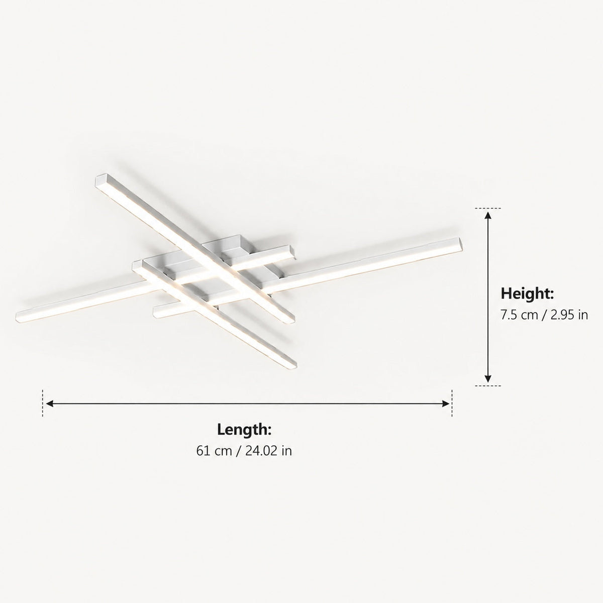 Long Strip LED Ceiling Light Iron Acrylic Adjustable Dimmable White or Black