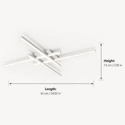 Long Strip LED Ceiling Light Iron Acrylic Adjustable Dimmable White or Black