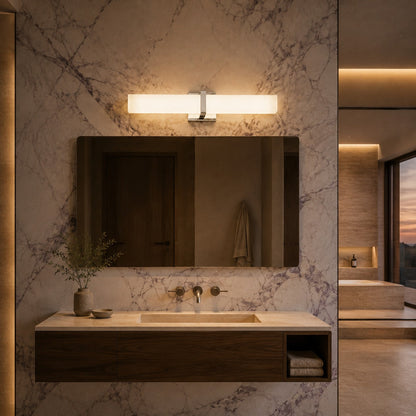 Stainless Steel Glass Panel LED Wall Light Bathroom & Hallway Sconce