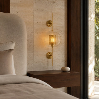 Clear Glass Wall Light Brass Wall Mounted LED Sconce