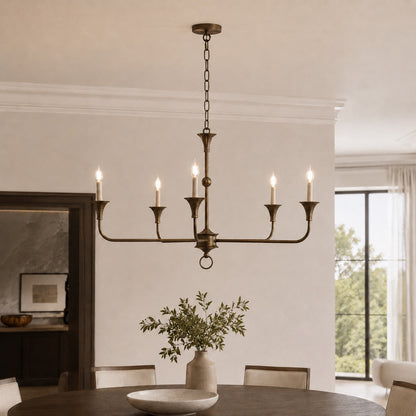 Candle Brass Chandelier E14 5-6 Head LED