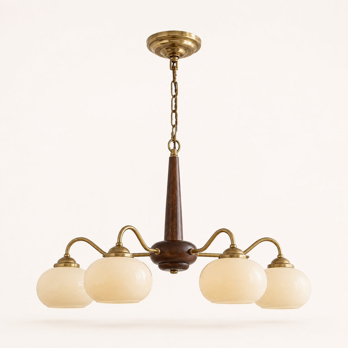 Solid Wood Brass Glass Chandelier 3 4 or 6 Head