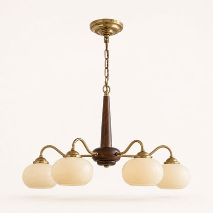 Solid Wood Brass Glass Chandelier 3 4 or 6 Head