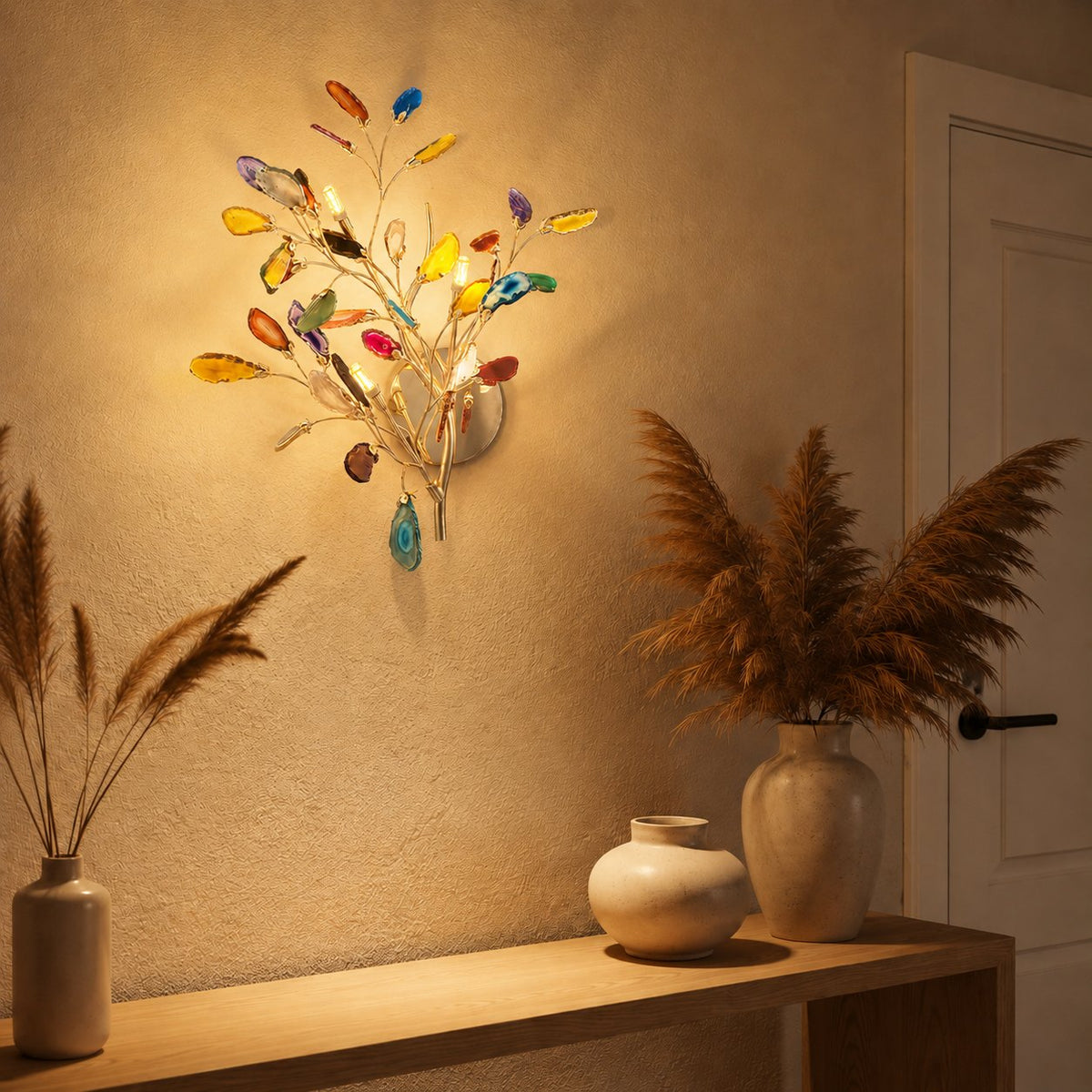Contemporary Agate Wall Light Metal Fixture Wall
