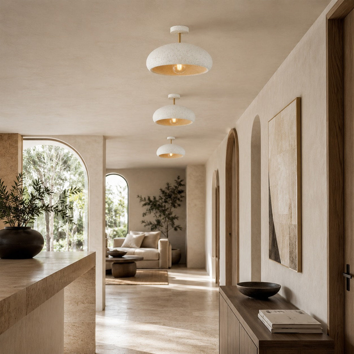 Wabi-Sabi Iron Semi-Flush Ceiling Light LED E27 Adjustable Colour Temp