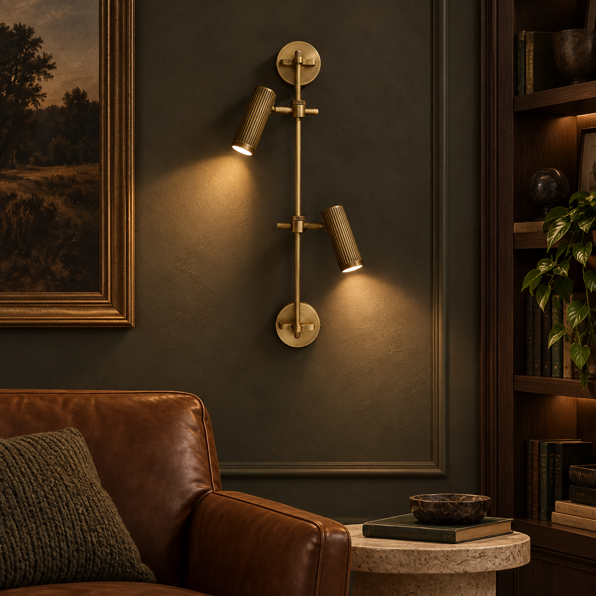 Bronze Rail Wall Light Adjustable Spotlight LED Sconce