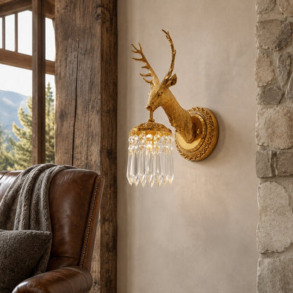 Antler Wall Light Crystal Metal LED Adjustable Sconce