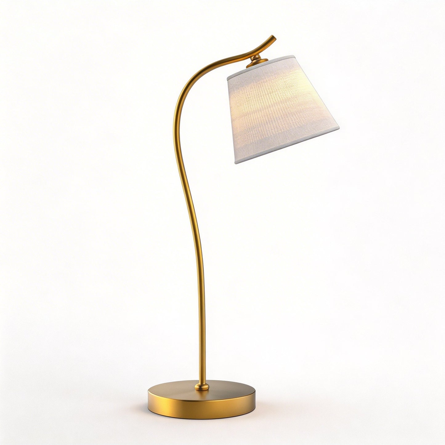 Modern Desk Lamp Adjustable Gooseneck Metal Base with Soft Fabric Shade and LED Bulb for Home Office Lighting